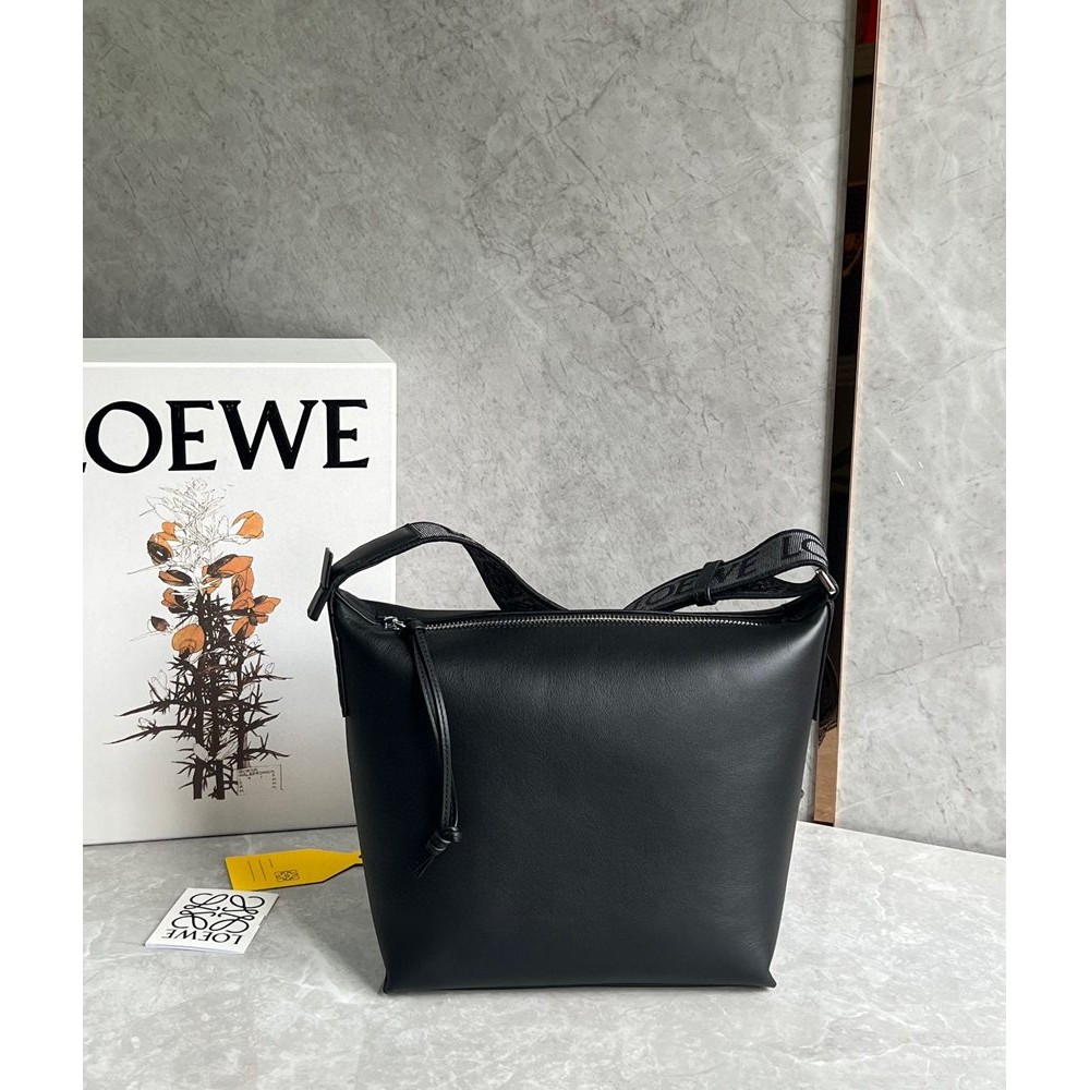 Loewe Cubi Small Bag in Black Calfskin and Jacquard IAMBS241692 Outlet Sales