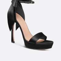 Dior Mlle Dior Heeled Sandals In Black Satin KCQ944SAT