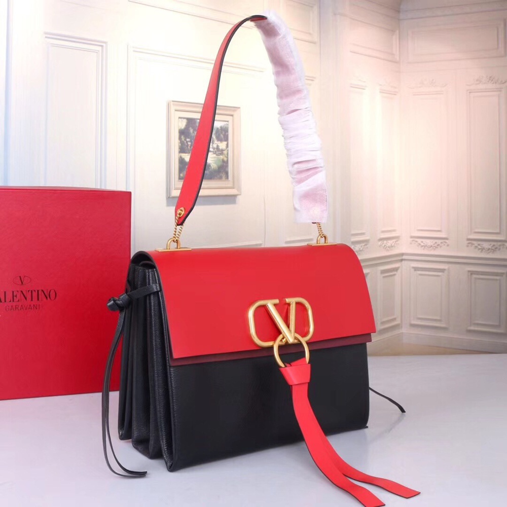 Valentino Garavani Red/Black Medium VRing Shoulder Bag TDBS29129